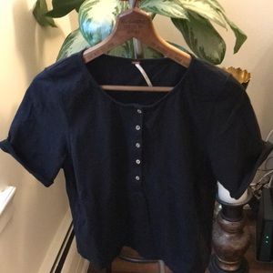 Free People Black Henley T-Shirt